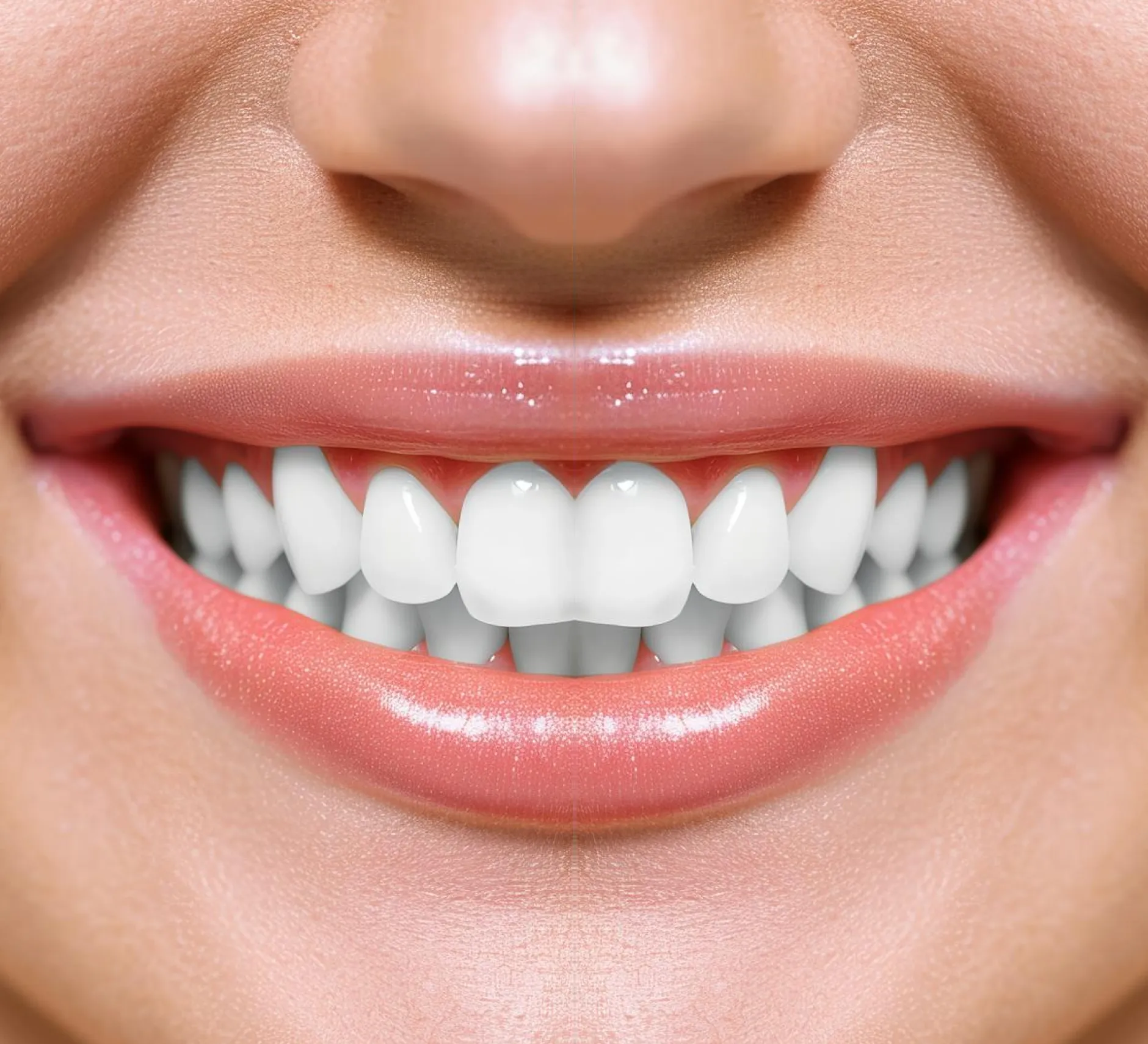 Illustrative demo image: the same smile after whitening